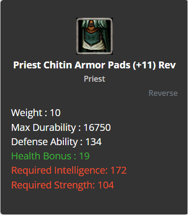 Priest Chitin Armor Pads +11 (Reverse)