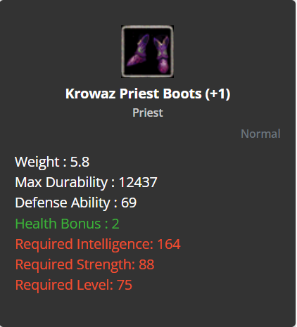 Krowaz Priest Boots +1
