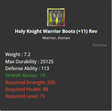 Holy Knight Warrior Boots +11 (Reverse)